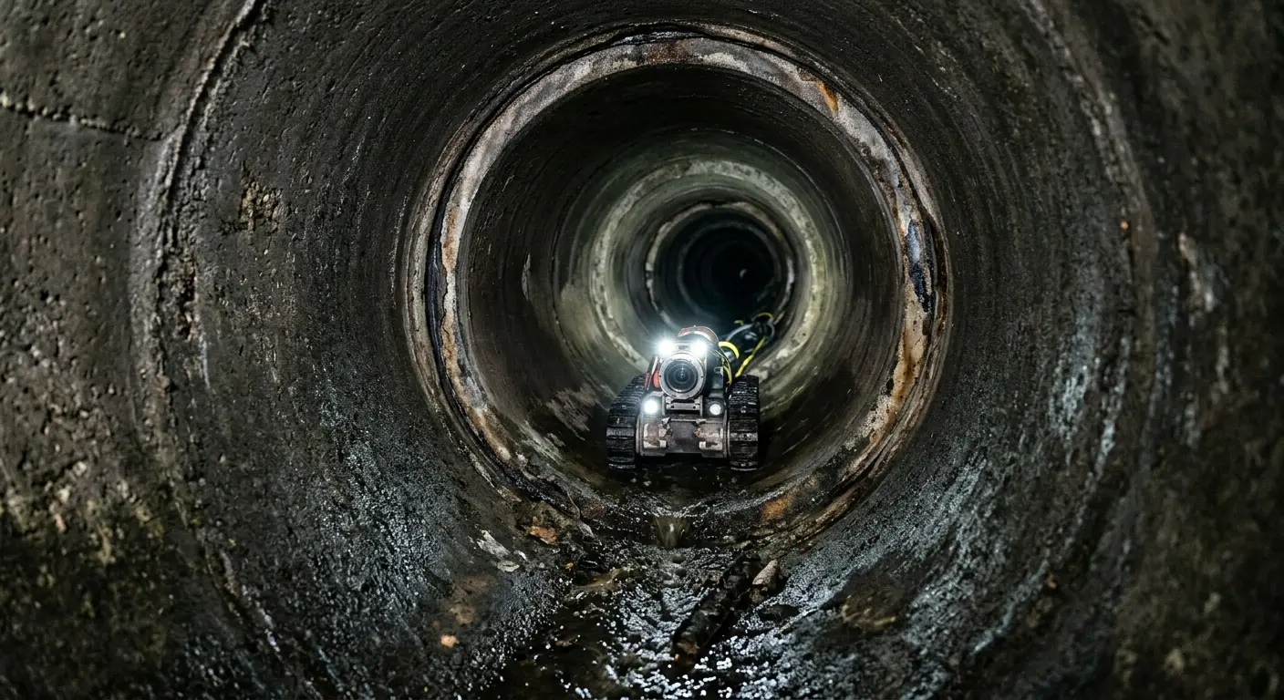 Robotic sewer camera inspecting pipe interior for Sewer Line Repair in Northridge
